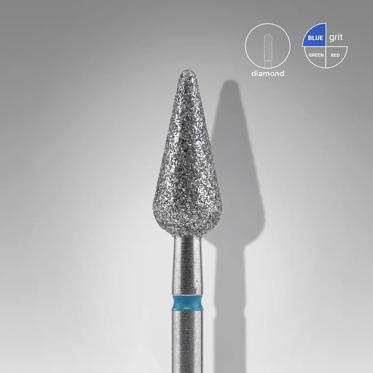 Diamantfräser "Spitze Birne" blau, Durchmesser 5 mm, Arbeitsteil 12 mm