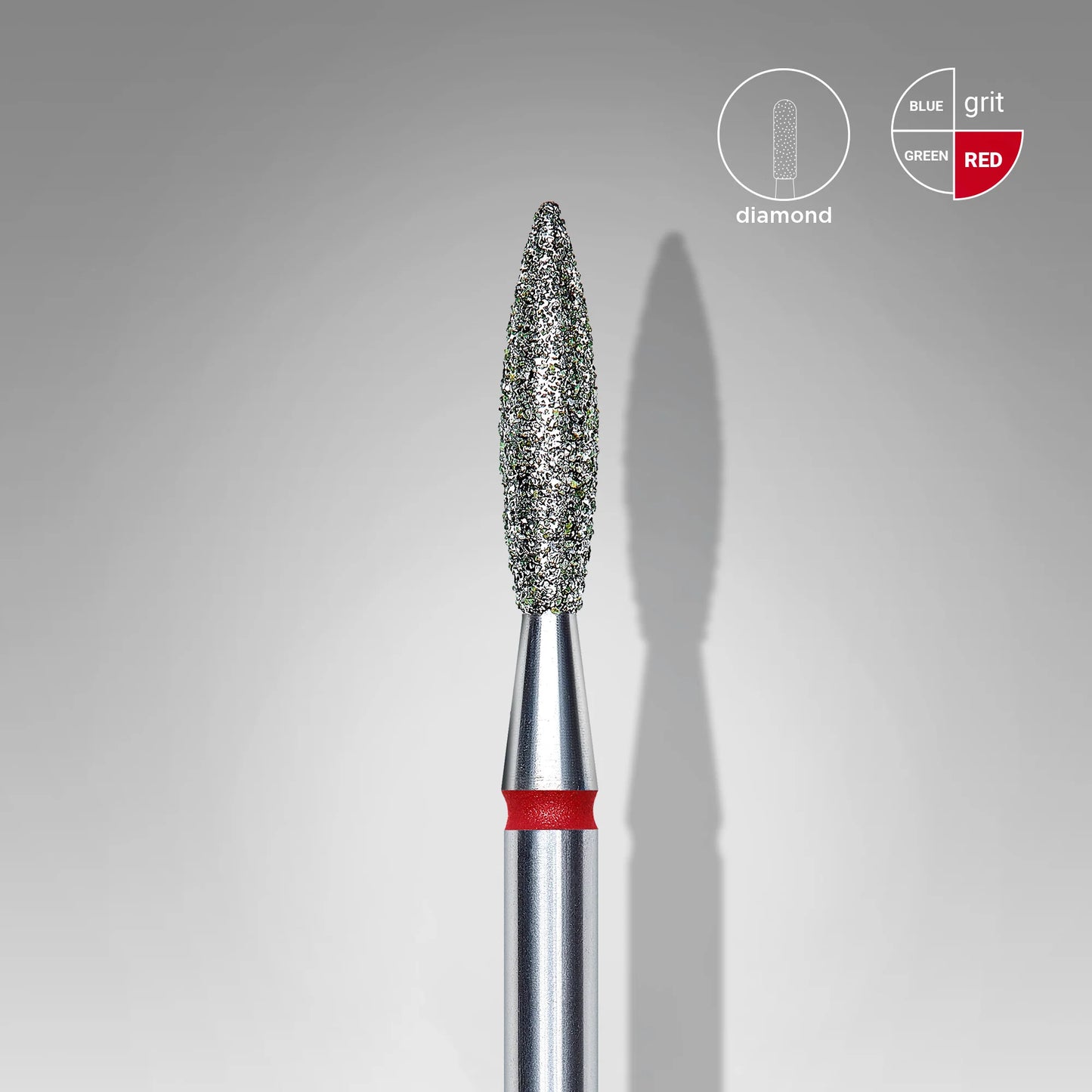 Diamantfräse "Flamme" rot, Durchmesser 2.3 mm / Arbeitsteil 10 mm