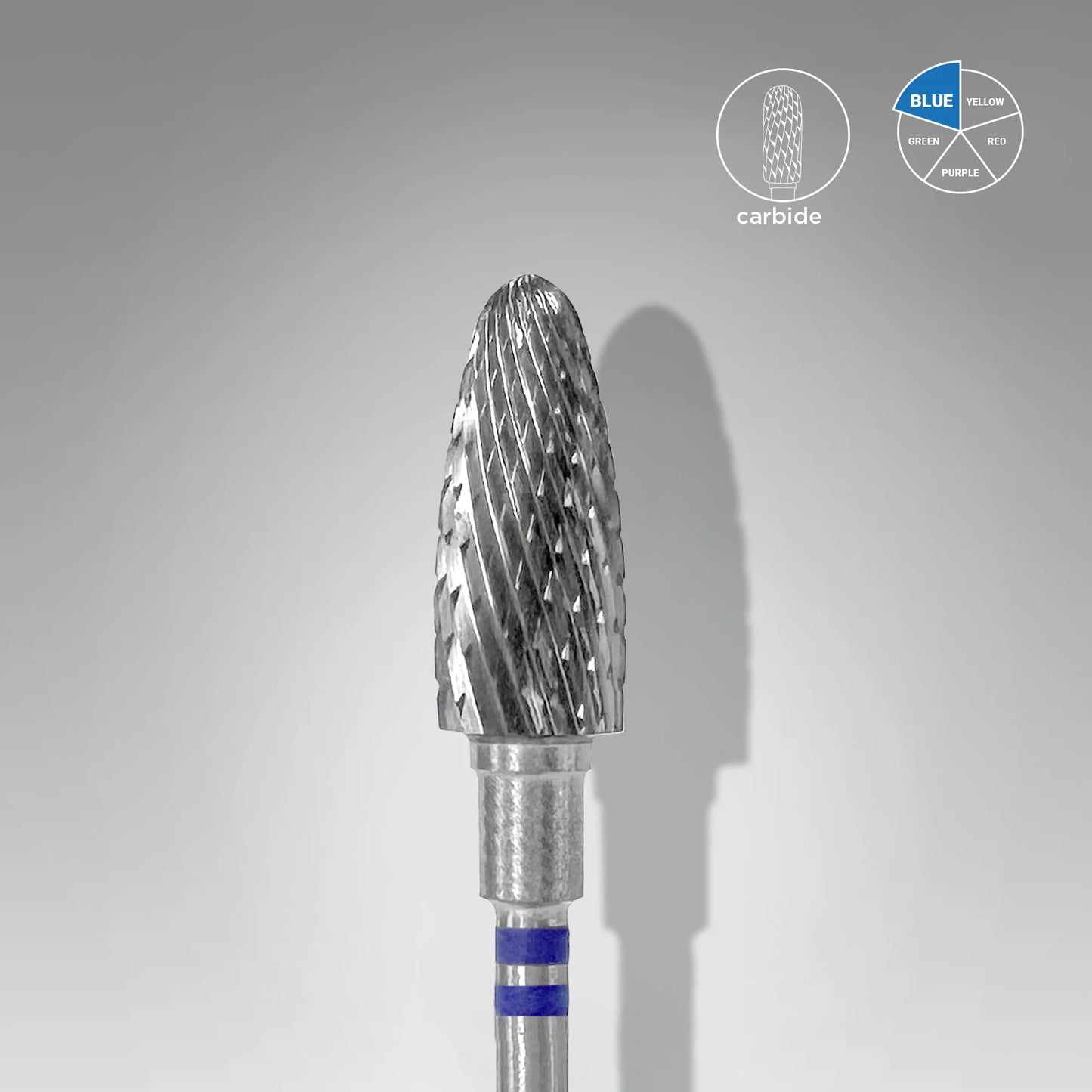 Hartmetallfräse für Linkshänder „Mais“, blau, Durchmesser 6 mm / Arbeitsteil 14 mm