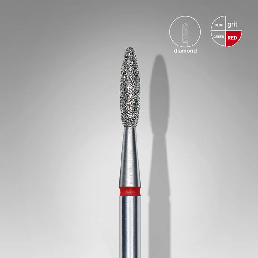 Diamantfräse "Flamme" rot, Durchmesser 2.1 mm / Arbeitsteil 8 mm
