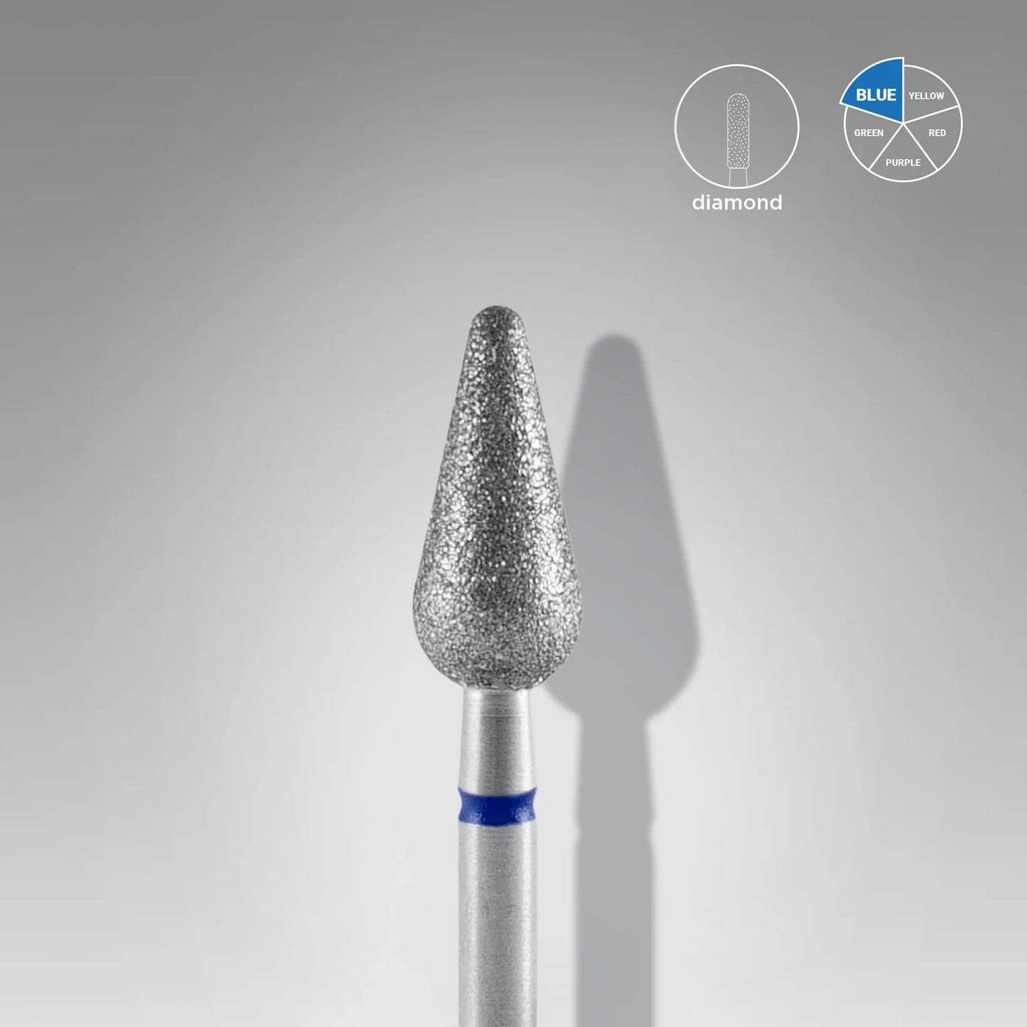 Diamantfräse "Spitzbirne" blau, Durchmesser 4 mm / Arbeitsteil 12 mm